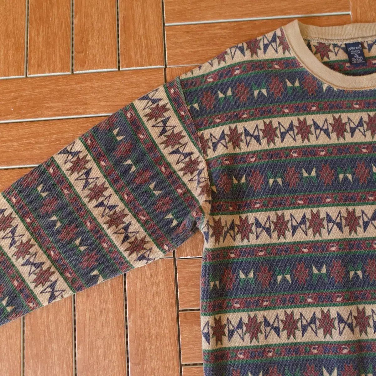 90s ランズエンド Lands End USA ネイティブ パータン コットン 