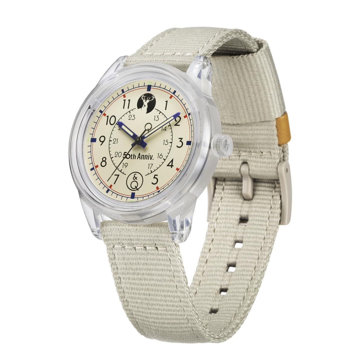 新品 キャプテンスタッグ(CAPTAIN STAG) 【50周年限定商品】 時計 腕時計 Q&Q Smile Solar×CAPTAIN STAG 50th Watch Clear Beige 40mm U-1444