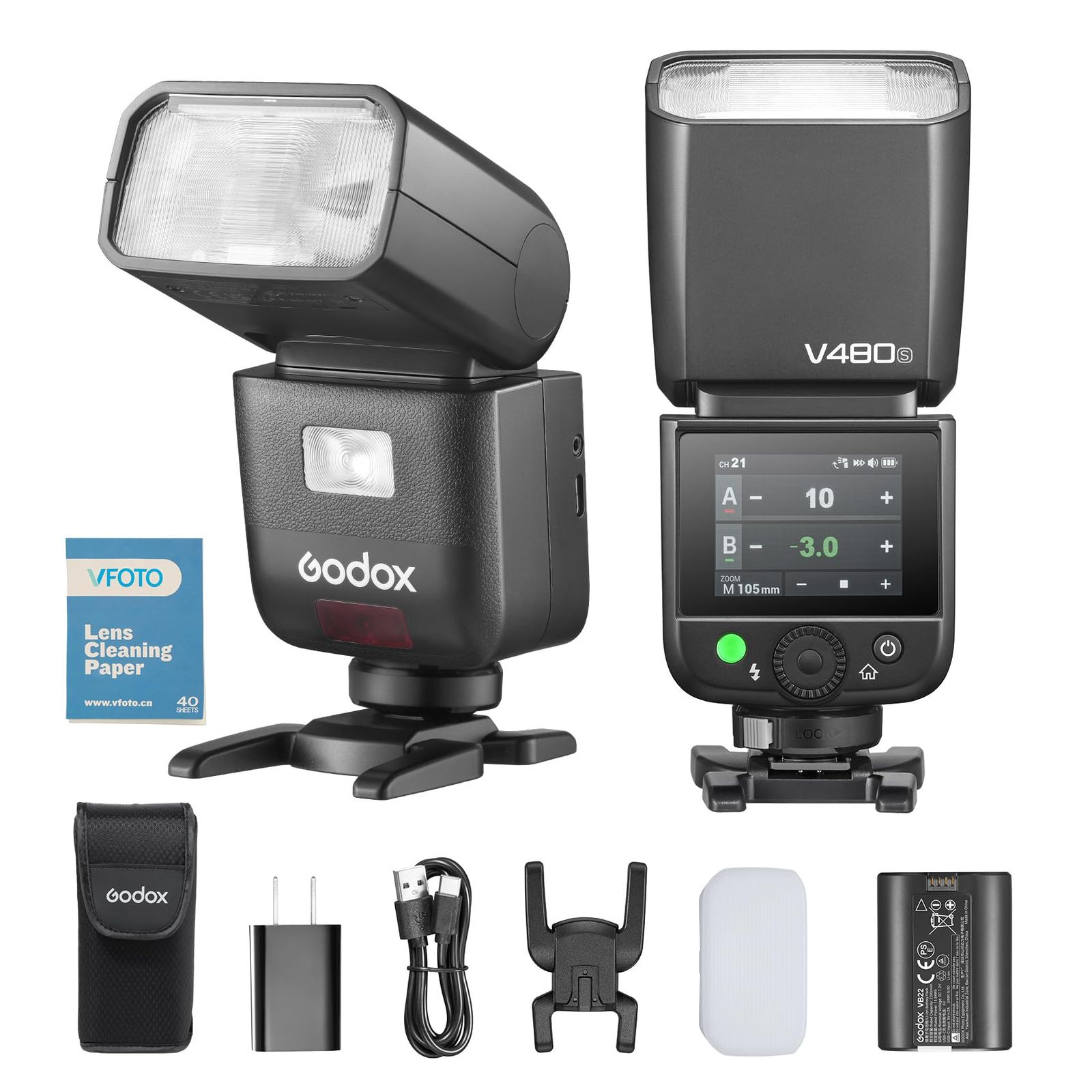 新品 【GODOX正規代理店】GODOX V480S TTL カメラフラッシュスピードライト Sony カメラ対応、V480 S GN50 HSS 1/8000s 高速同期 タッチスクリーン フラッシュ ストロボ、2.4G無線、1.7sリサイクル時間、650フ