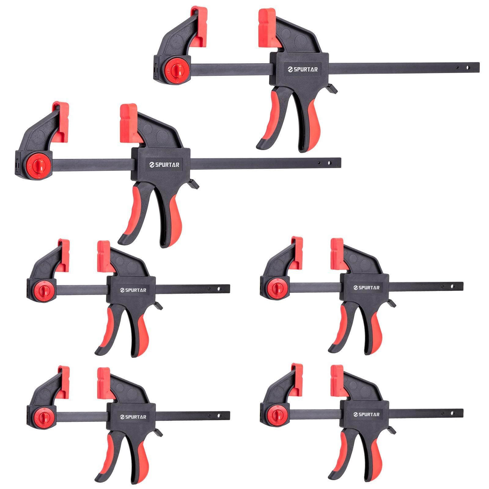 Spurtar クイックバークランプ 六本組 クランプ 木工用 150mm＆300mm 最大締付力60? クイックリリース バークランプ １セット2役 スプレッダー 木工 クランプ 金属加工 工芸品 DIY 木材 金具送料無料