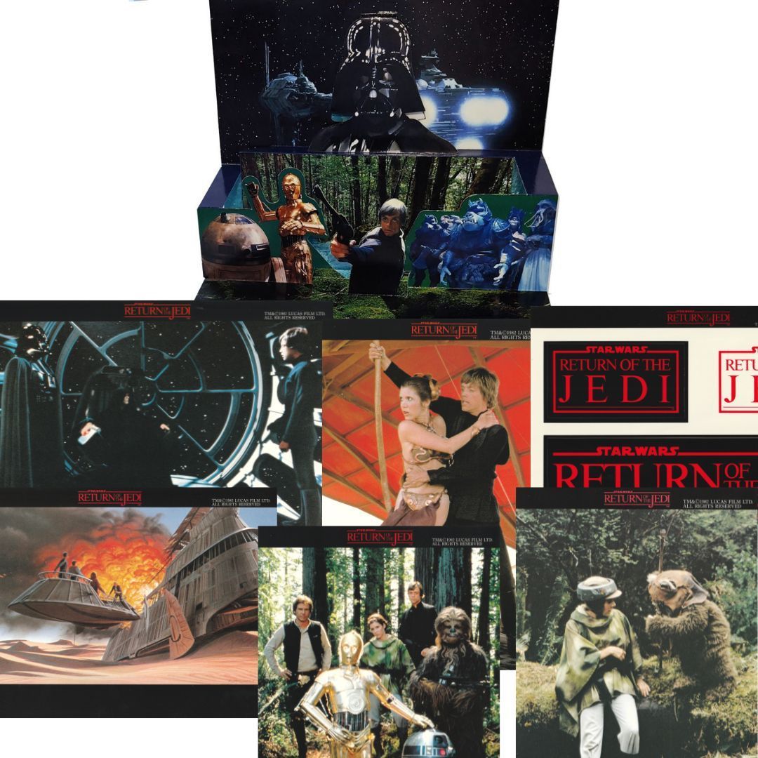 【 送料無料 】 スター・ウォーズ ジェダイの復讐 ( ジェダイの帰還 ) 日本 スター・ウォーズ ファンクラブ ポップアップ・ディスプレイ フォルダ ミニポスター 5枚付き Star Wars : Return of the Jedi ジョージ・ルーカス