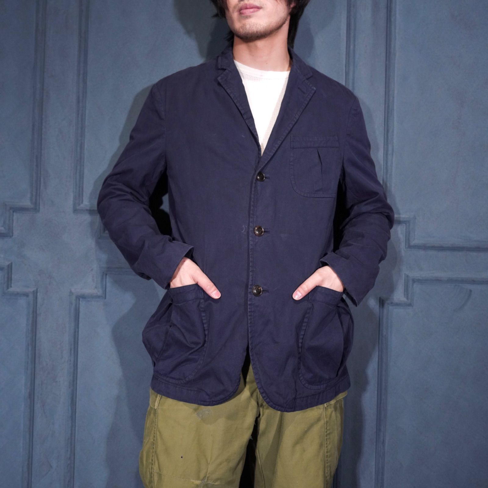 USA VINTAGE Polo by Ralph Lauren NAVY COLOR COTTON TAILORED JACKET/アメリカ古着ポロバイラルフローレンネイビーカラーコットンテーラードジャケット