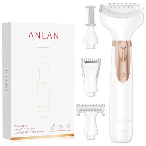 ANLAN 4in1ボディシェーバー レディースシェーバー VIOシェーバー 眉毛シェーバー 眉毛 顔そり 全身対応 電動 水洗い可能 フェイス用 ムダ毛 剃り LEDライト 携帯便利 プレゼント (ホワイト)t 9bbba720