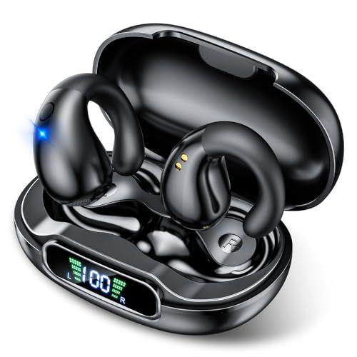Earphones Bluetooth [Stylish Ear Cuff Type] Earcuff Earphones New Wave OWS (Open Wearable Stereo) Air Conduction Ear Pinch Type Bluetooth Unblocked Wireless Bone Conduction Innovation Ear Pinch Open Ear Sound Leakage AB0545cb