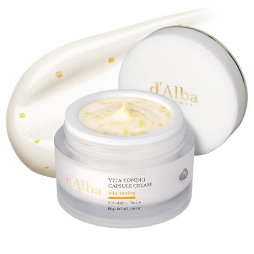 ダルバ(d'Alba) ビタトーニングカプセルクリーム 55g - 美白 くすみ しみ 小じわ 透明感 ツヤ 弾力 保湿 ビタミンC ナイアシンアミド グルタチオン 3種のヒアルロン酸 べたつかない 潤い 乾燥肌 敏感肌 しっとり エイジング 1a951eb2