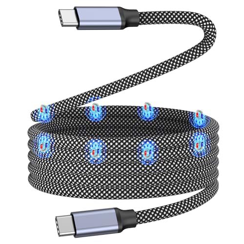 Magtame タイプc_ケーブル 磁石自動収納 240W/5A急速充電 type-cケ_ーブル QC4.0/PD3.1対応 usbc-usbcケーブ_ル 金属製コネクタ 二重ナイロン iPhone15/MacBook/iPad/Samsun 553a6c9d