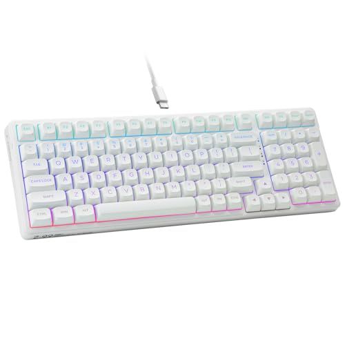 ☆新品☆e元素Z-99 ゲーミングキーボード 銀軸メカニカルキーボード 英語配列99キーUSB有線接続 テンキー付き 全キーホットスワップ シルバーウッド軸を採用 メカニカル式ゲーム用キーボード 4層ガスケットマウント構造 RGBバックライト 6974f6ff