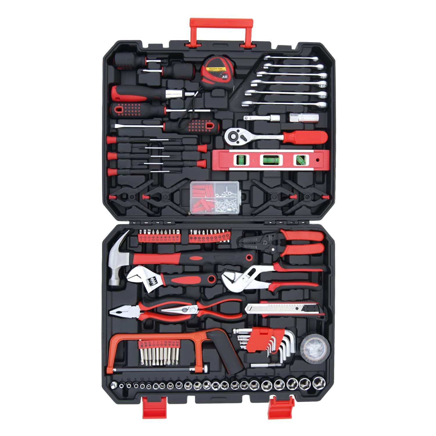 Hantinstom 工具セット 237点組 ホームツールセット 道具セット 作業工具 DIY 家具の組立 住まいのメンテンス用 便利 収納ケース付き 修理道具セット 初心者も向け 自動車バイク整備 レッド送料無料