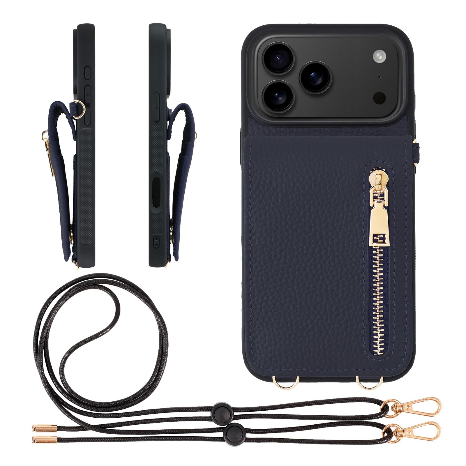 新品 HANATORA for iPhone 17ProMax ケース 本革 スマホケース スマホショルダー カードポケット スタンド ショルダーストラップ 付き シュリンクカーフレザー コインケース 小銭入れ ネイビー SCPGGZ-17ProMax-Nav 8,224円