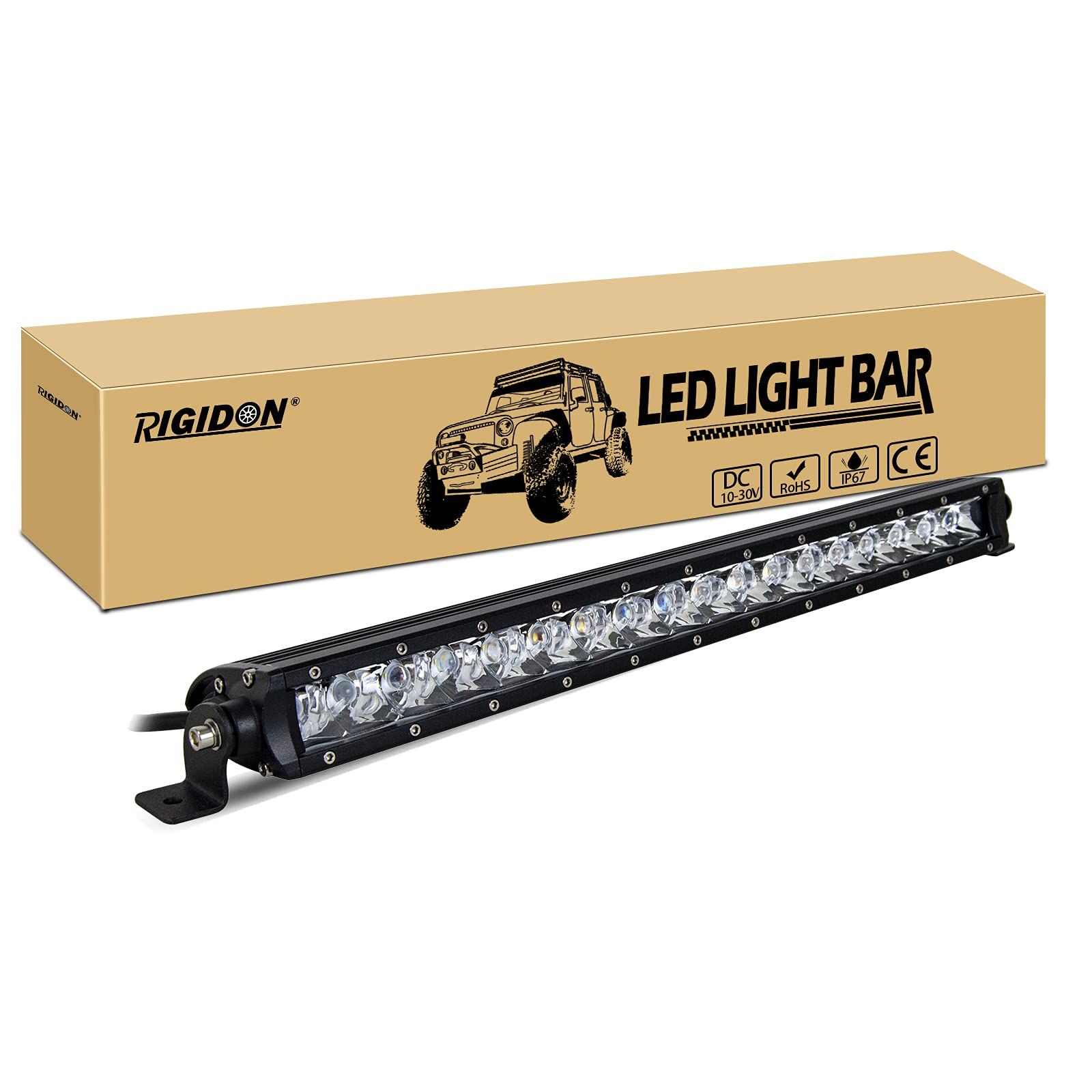 新品 RIGIDON20インチ90Wストレート単列スリムLedワークライトバースポットビームトラックボートカー用SUVATV UTE 4x44WDLEDドライビングライトドライビングフォグランプ寿命約30000時間