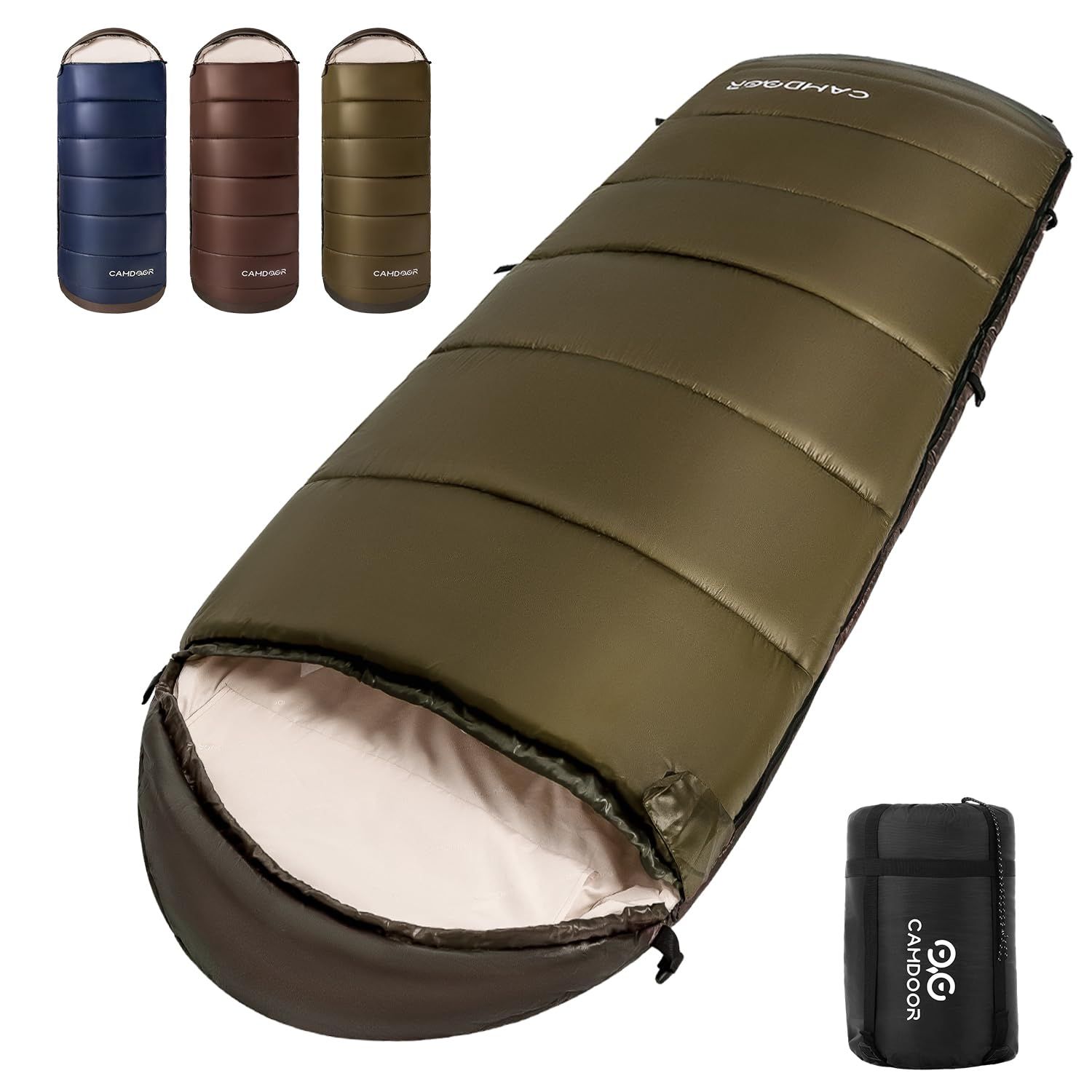 新品 寝袋 冬用 CAMDOOR【人工ダウン&2個連結可】シュラフ 冬用 快適温度-15℃~20℃ 6in1多機能 230T防水 1.8kg 2.2kg 寝袋 オールシーズン コンパクト 収納パック付き 温たま 丈調節可能 丸洗い 防災用 避難用 車中泊 登山