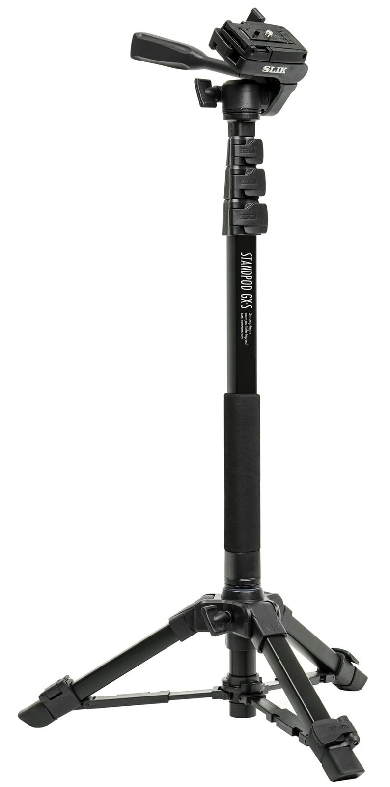 新品 スリック SLIK スマホ自立一脚 スタンドポッド GX-S ビデオカメラ対応 レバーロック式 24mmパイプ径 3WAY雲台 全高1875mm クイックシュー式 STAPODGXS
