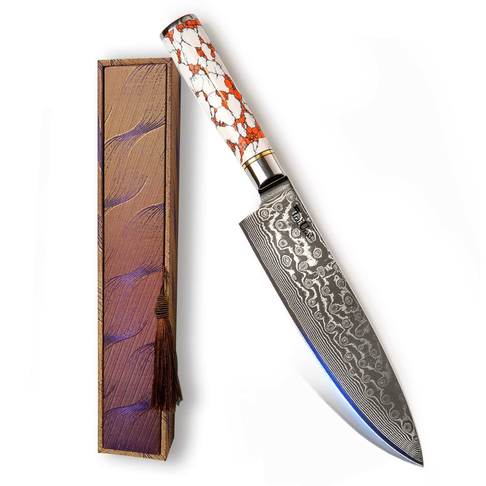 新品 Irai Utaki 包丁 牛刀 刃渡り200mm VG10鋼 割込33層鋼ダマスカス 牛刀包丁 お洒落な持ち手 プレゼント