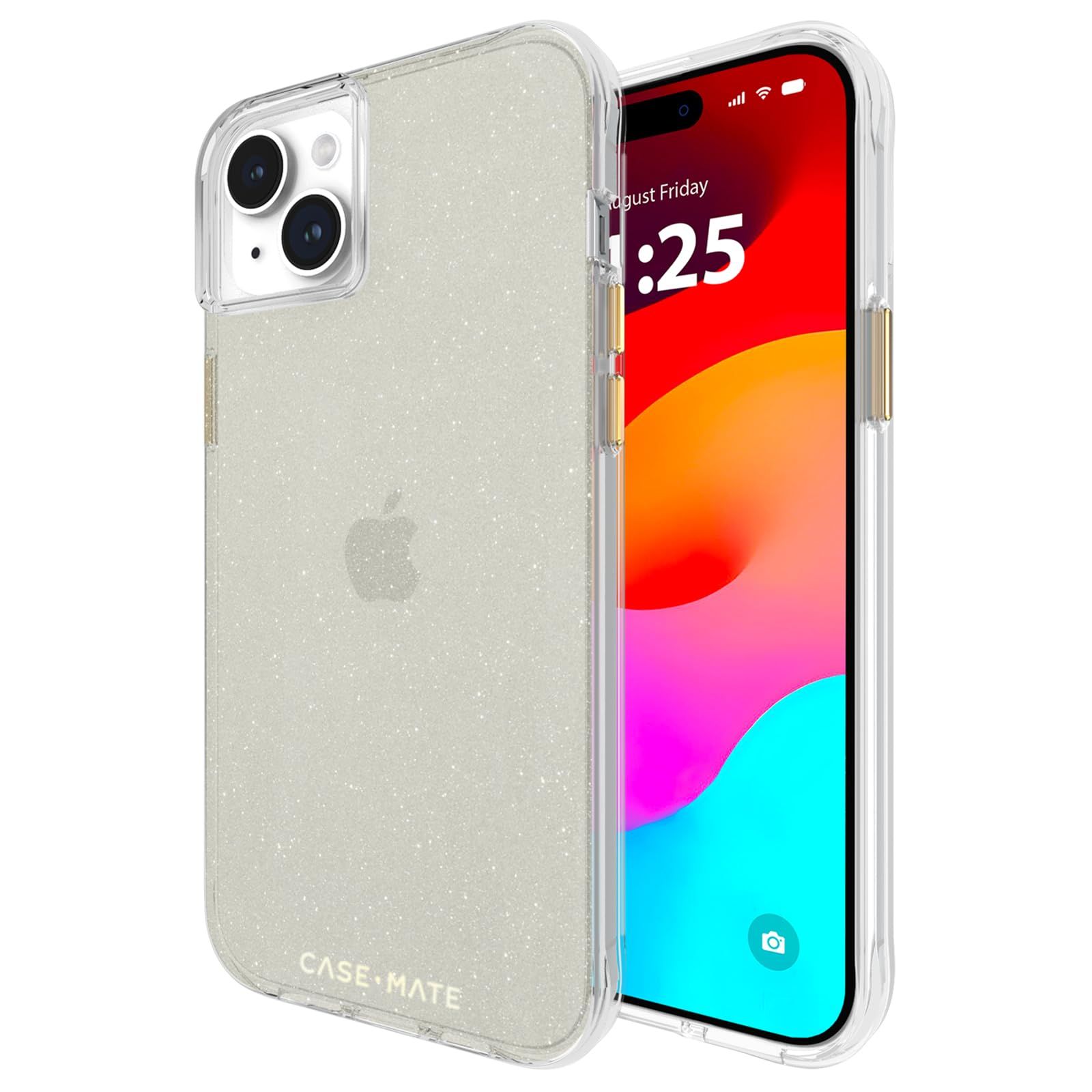 Brand New [Case-Mate] iPhone 15 Plus Hybrid Case [Antibacterial/Drop Impact Resistance Test 3.6m Clear] Sheer Crystal Gold Gold Glitter Sheer Crystal - Champagne Gold CM051512