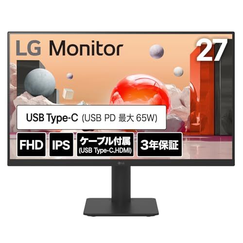 LG モニター ディスプレイ 27MS570B-B 27インチ/フルHD(1920×1080)/100Hz/IPS/アンチグレア/HDMI×2/USB Type-C(USB PD65W)/USBハブ(Down×2)/高さ調整/2W+2W スピ 36016451