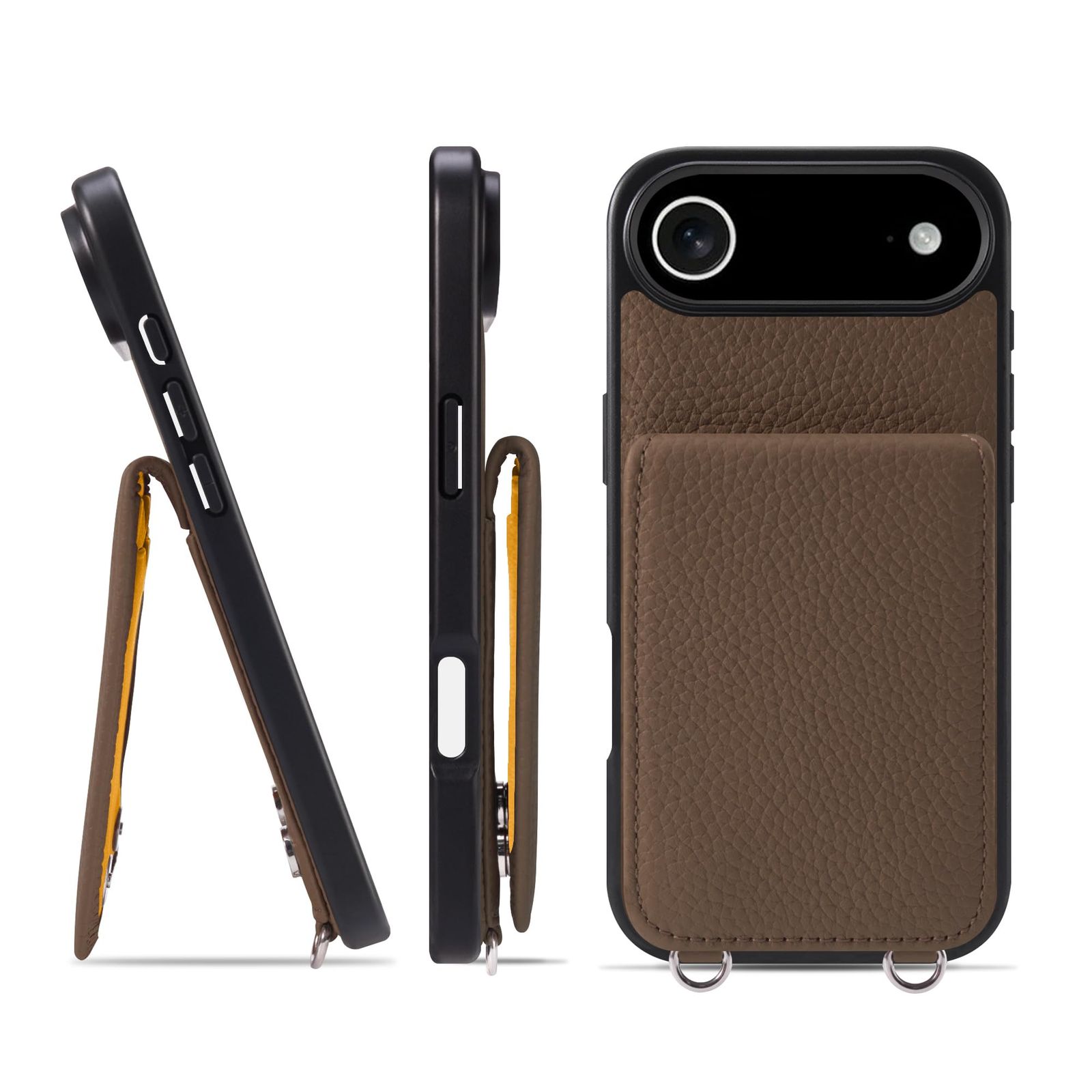 新品 HANATORA for iPhone 17AIr ケース バンパー型 本革 スマホケース スマホ カードポケット スタンド ショルダーストラップ 付き シュリンクカーフレザー トープ SCPG-17Air-Taupe ギフト 誕生日 女性 男性 彼女