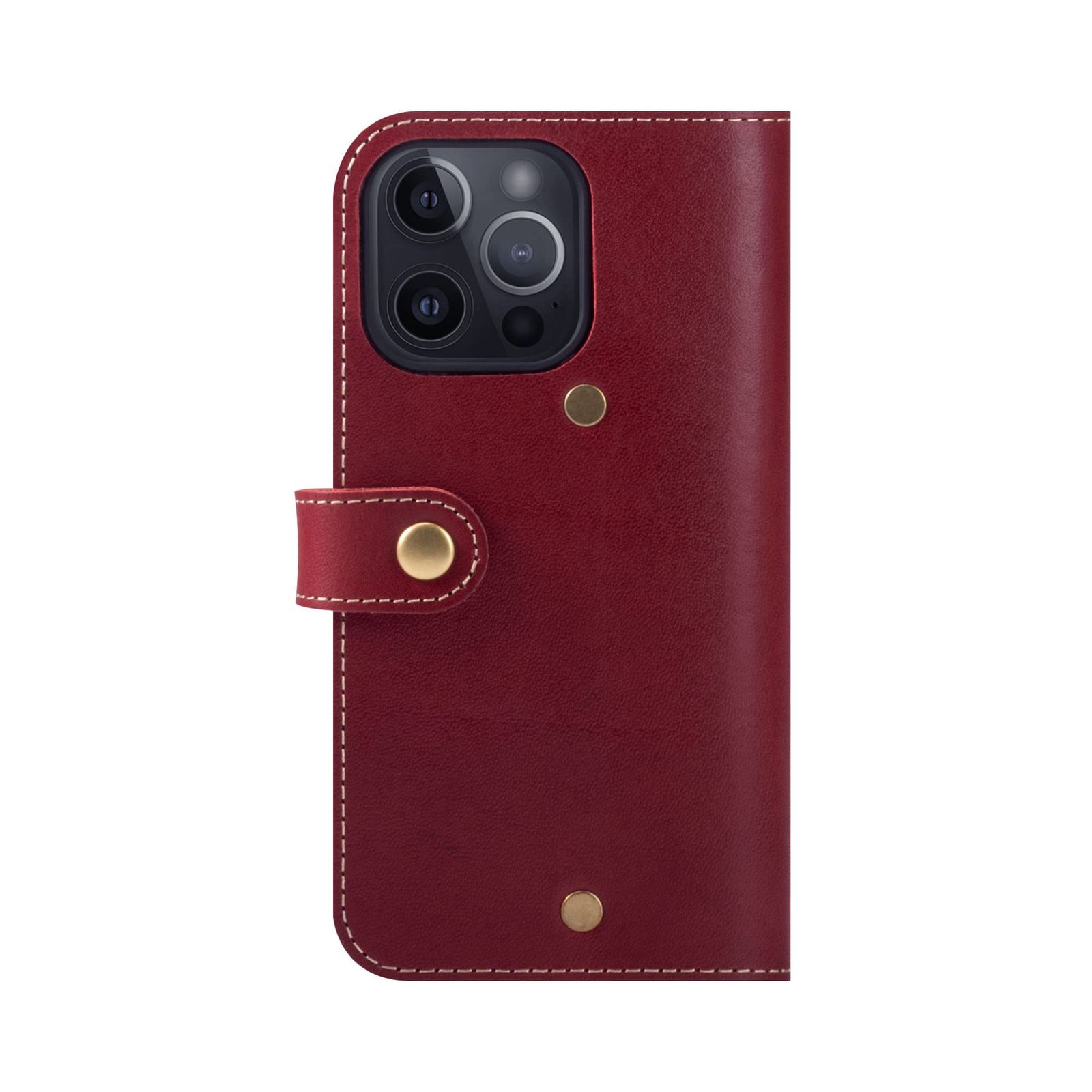 新品 HANATORA for iPhone15Pro ケース 手帳型 本革 スマホケース スマホ スタンド ストラップ 付き イタリアンレザー ギフト マグネットなし レッド PN-15Pro-Red