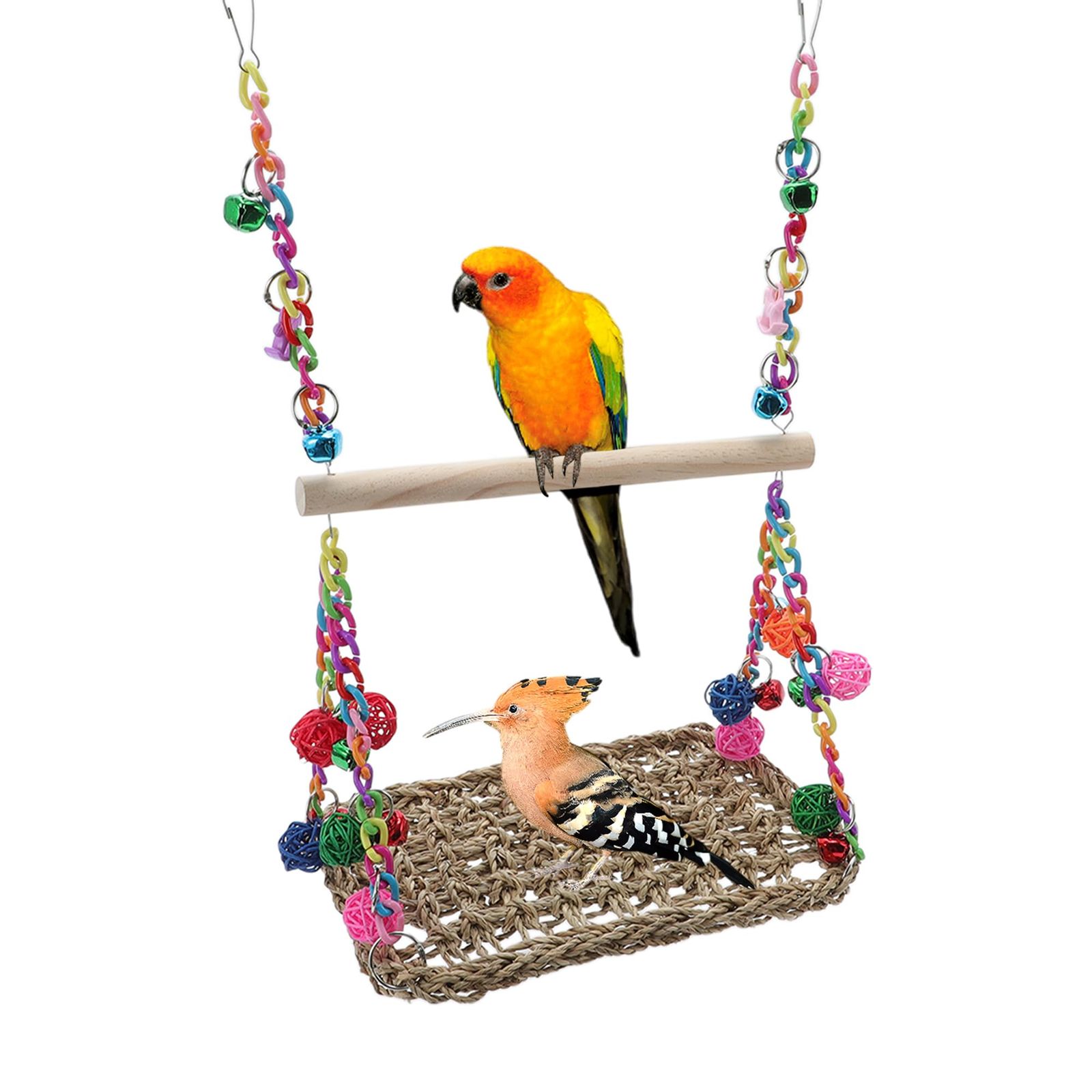 新品 RENEWREVITAL インコのお もちゃ シーグラス編みのインコプラ ット フォーム鳥の登攀ハンモック 鳥の止まり木 スタンド噛むお もちゃ