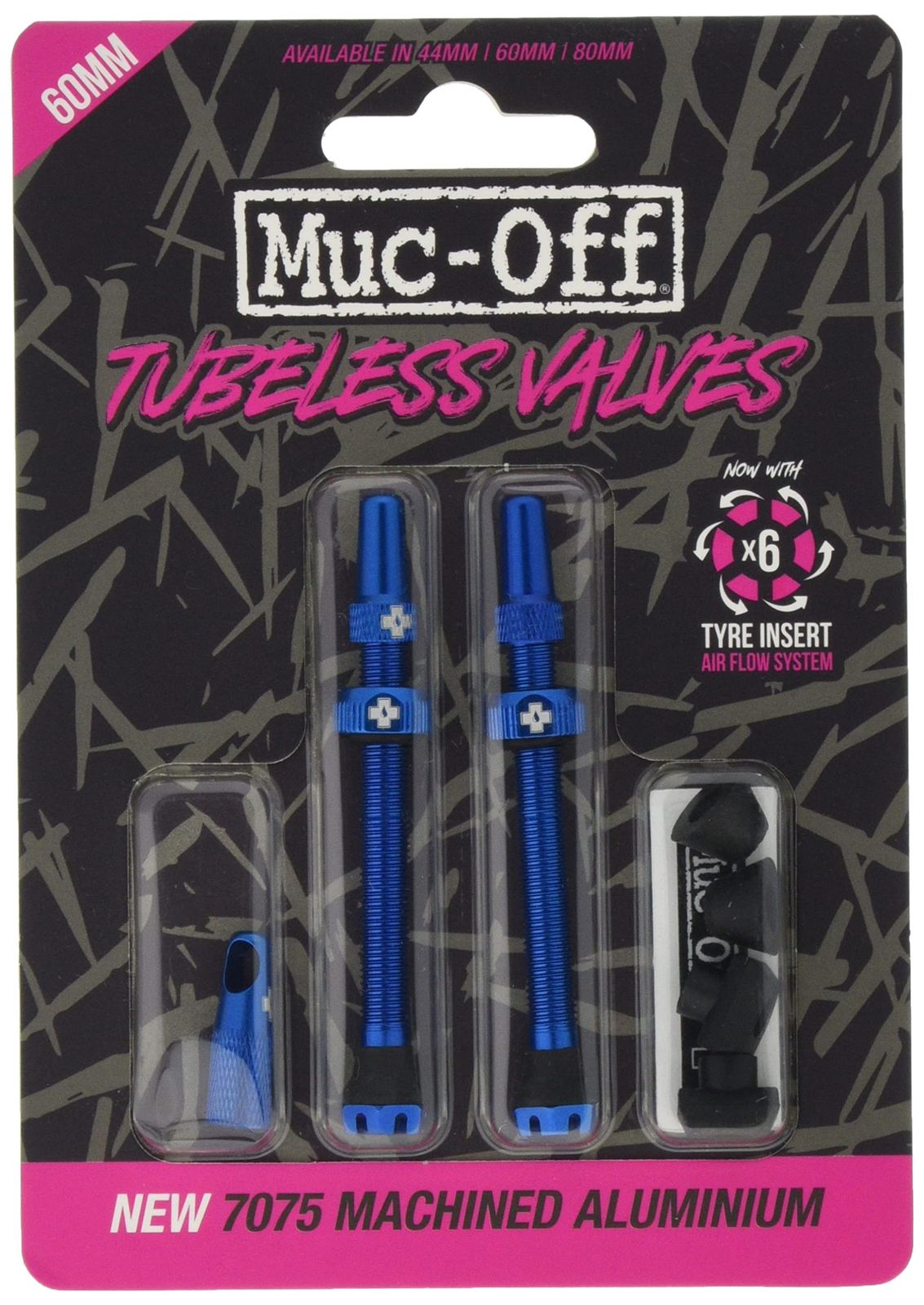 【日本正規品】 Muc-Off(マックオフ) 自転車 バルブ TUBELESS VALVES 44MM for INSERT ブルー チューブレスタイヤ用 仏式 2本セット