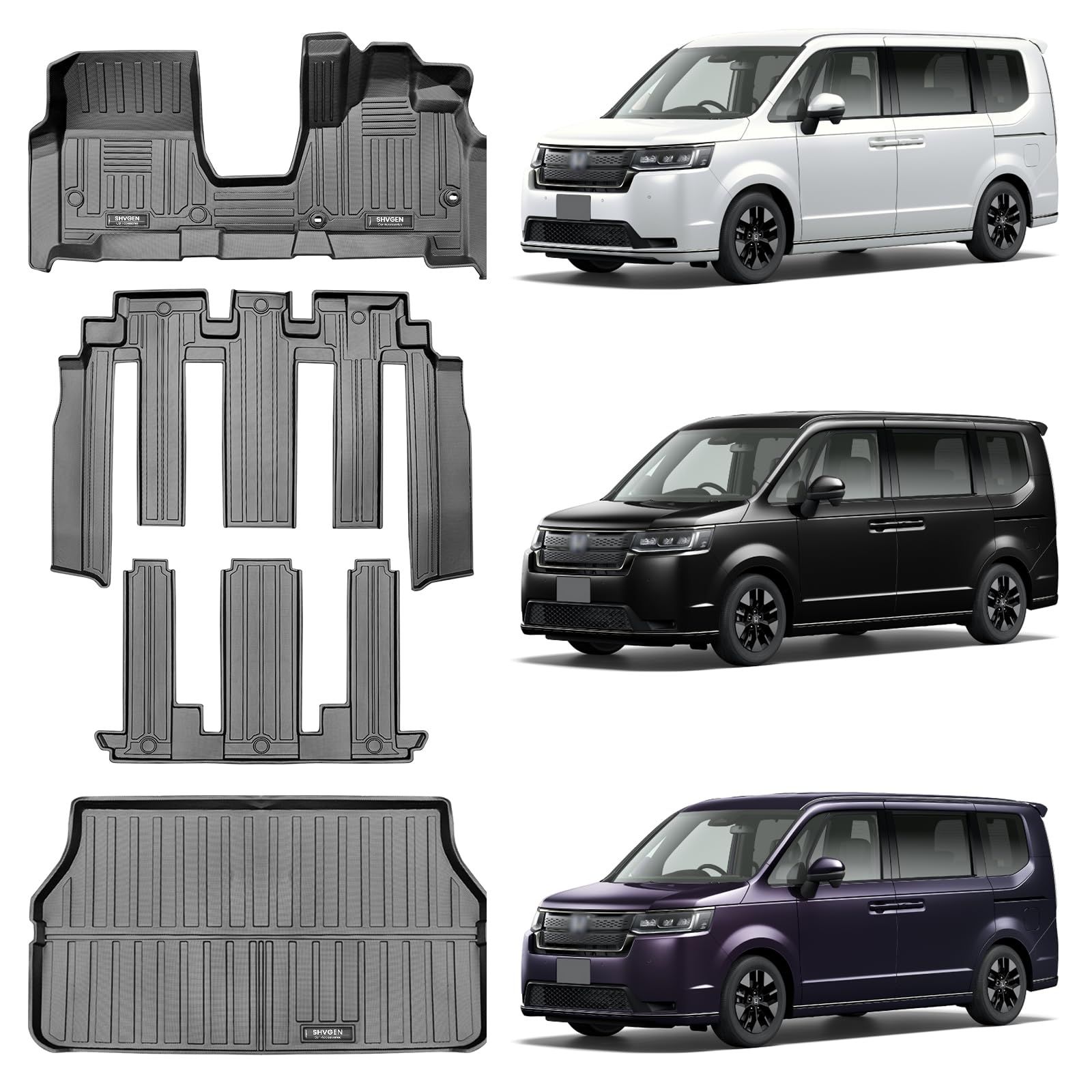 Shvgen|適合対応ホンダ 新型ステップワゴン RP6 RP7 RP8 フロアマット＋ラゲッジマット ハイブリッド車車種専用設計4枚セット 2022年5月~現行3D立体ステップワゴン ラゲッジマット ステップワゴン rp8 防水カーマットSTEPWGN 1