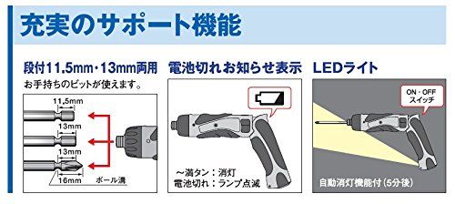 パナソニック(Panasonic) 充電スティックドリルドライバー 3.6V 本体のみ 電池パック／充電器／ケース別売 高精度小型ドライバーM2.5~5 EZ7410XH1 グレー 1