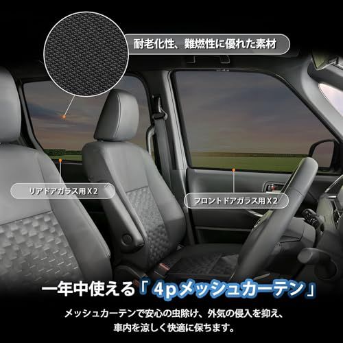 新型 ヴォクシー ノア 90系 メッシュカーテン マグネット式 遮光 換気 サイドバイザー 車用 VOXY NOAH 90系 ZWR90W／ZWR95W／MZRA90W／MZRA95W サンシェード 車種専用設計 虫除け 折り畳み式 日除け アクセサリー 1