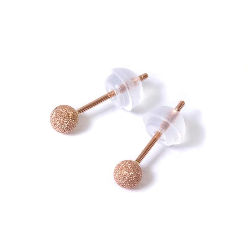 丸玉 ボールピアス 3mm K18 両耳用 つけっぱなし シンプル 丸 ラウンド ギフト 艶消し ピンクゴールド