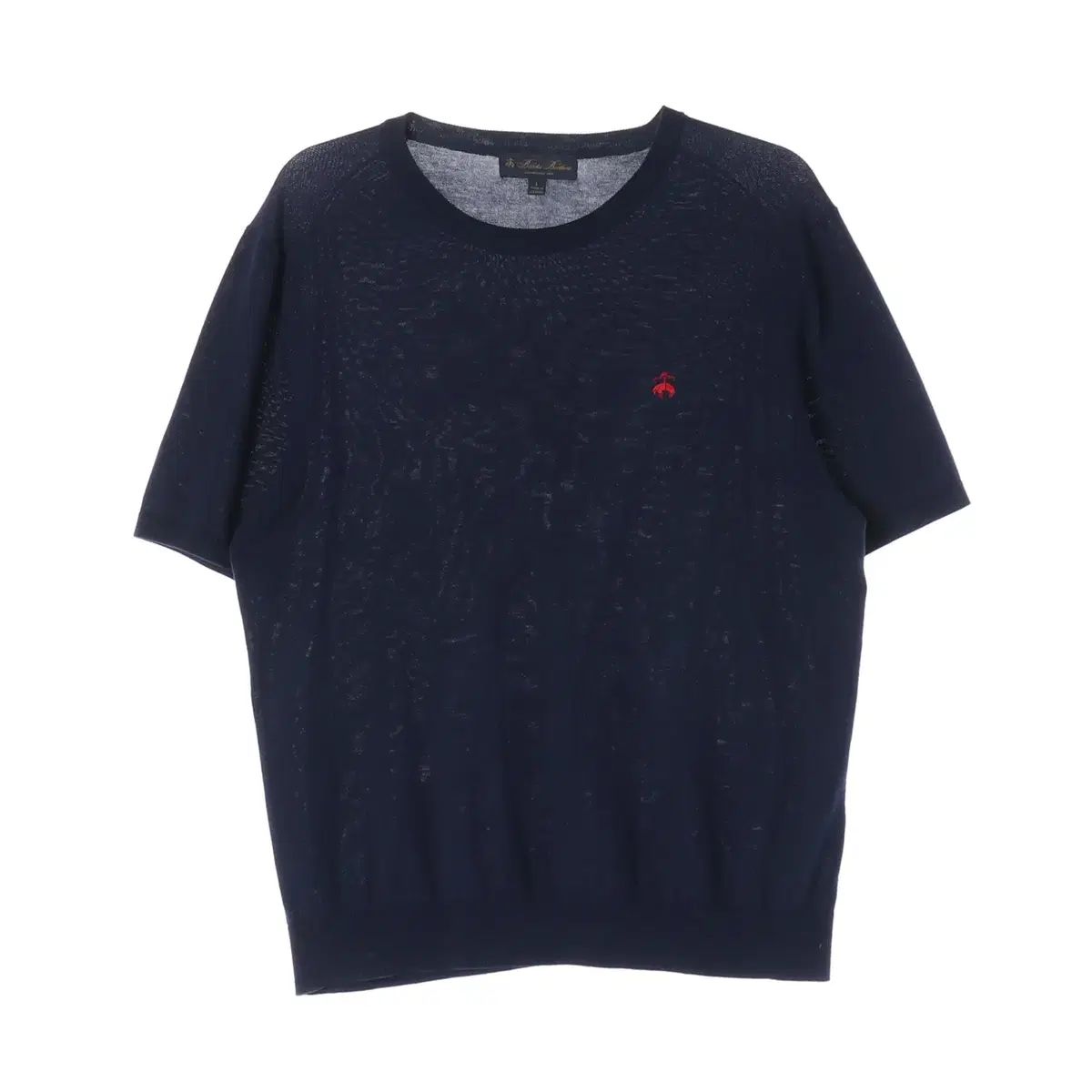 ブルックス・ブラザーズ 25SS ロゴ 刺繍 ラウンド 半袖 ニット セーター ネイビー