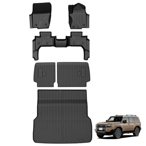 Jiooy トヨタ ランドクルーザー250系 5人乗り フロアマット＋セカンドマット＋ラゲッジマット Land Cruiser250 3dフロアマット GDJ250W 3D立体 TRJ250W カーマット 防水 縁高 汚れ防止 TPE 滑り止め アクセサリ 1
