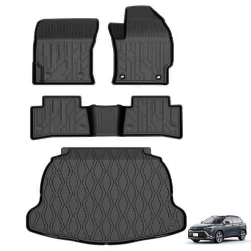 Jiooy トヨタ 新型カローラクロス 10系 フロアマット+ラゲッジマット 4点セット COROLA CROSS 2WD専用 3D立体フロアマット 車用 カーマット 防水 滑り防止 トランクマット 耐汚れ TPE素材 カスタム