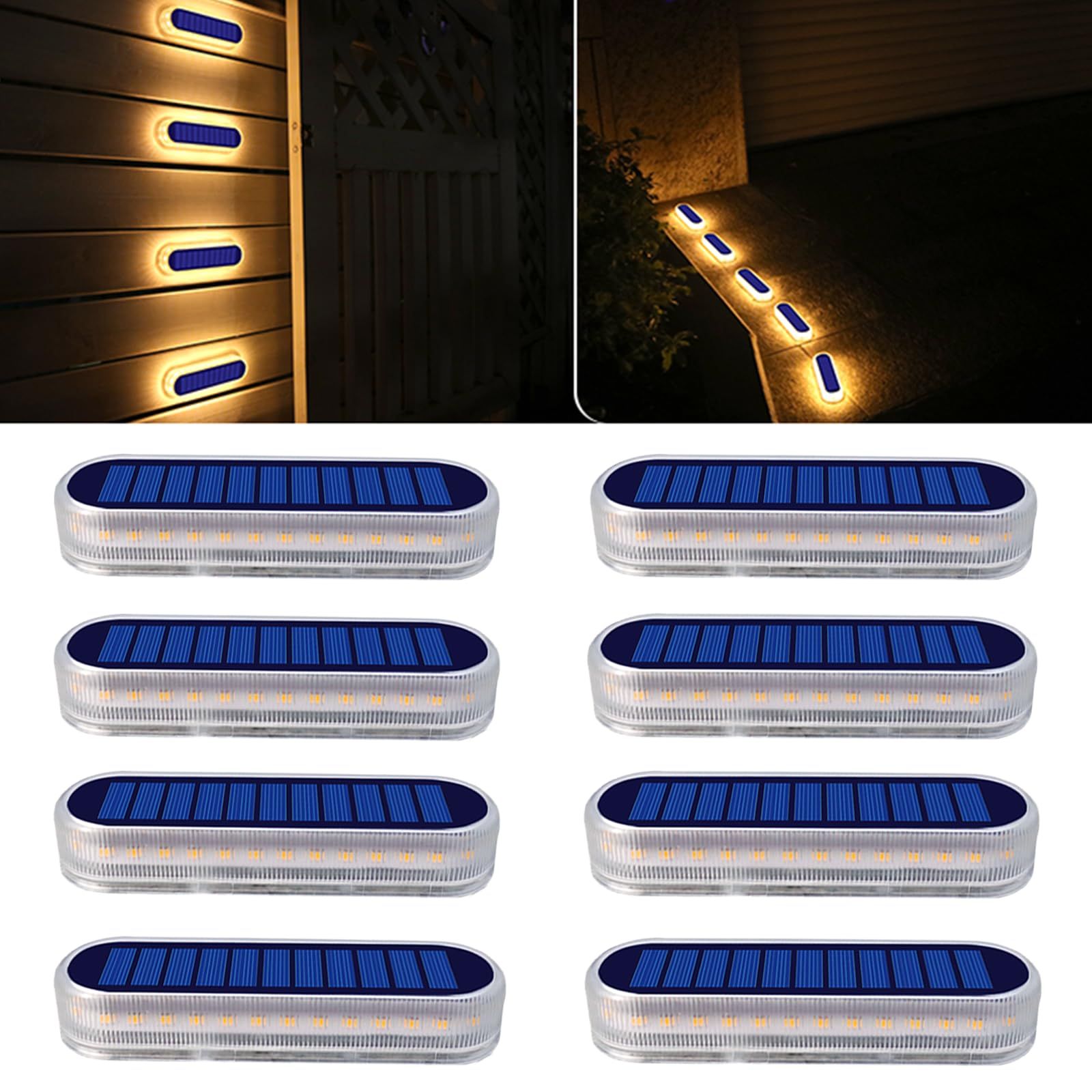 DetarZinLED ソーラーライト 屋外 ガーデンライト IP68防水 30LED 暖色 ソーラー 屋外 階段ライト 庭 ライト 太陽光パネル充電 自動点灯/消灯 玄関先 庭 通路 車道 芝生 駐車場に最適 (8個セット) 1