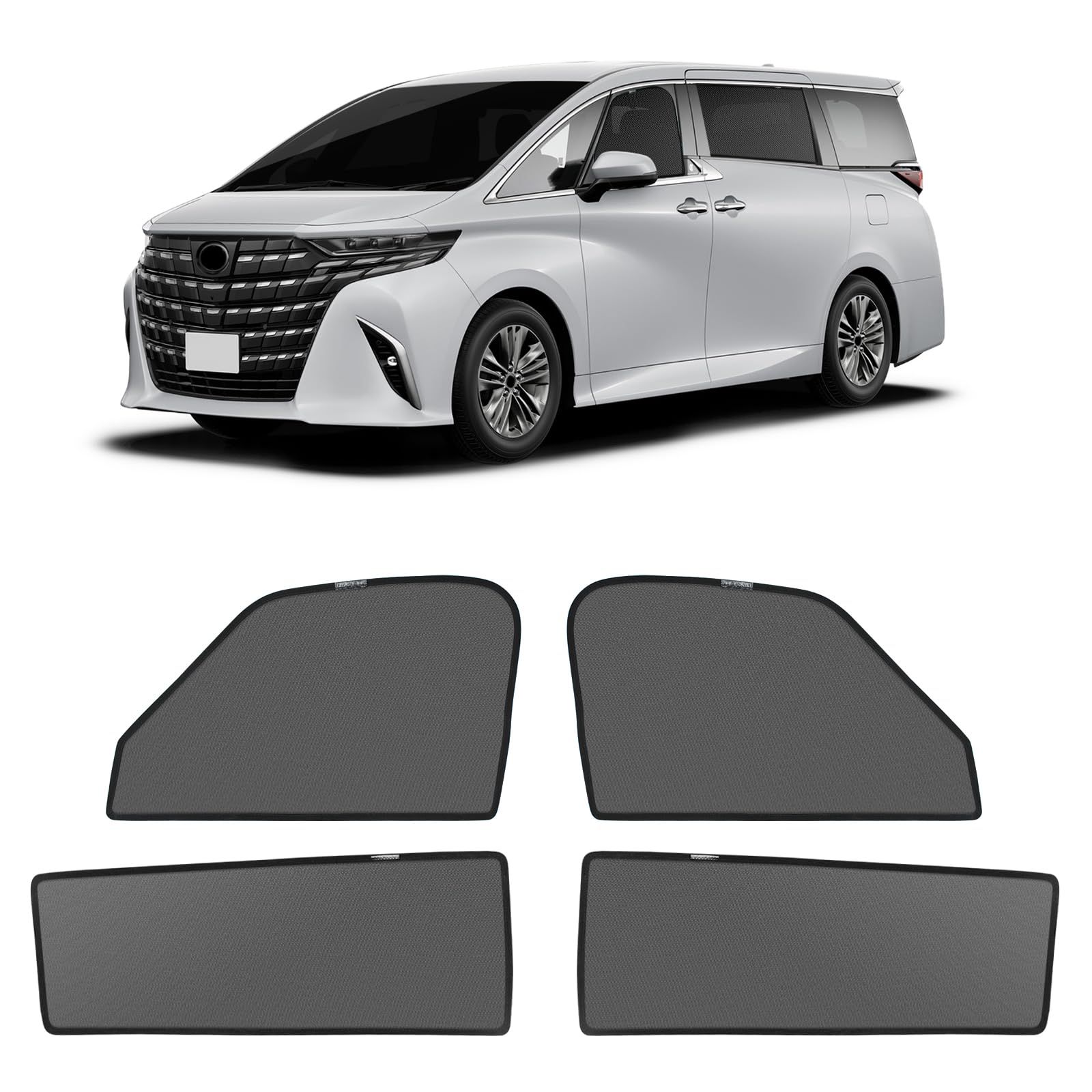 新型 アルファード ヴェルファイア 40系 メッシュカーテン マグネット式 遮光 換気 サイドバイザー 車用 Alphard Vellfire 4代目 サンシェード 車種専用設計 虫除け 折り畳み式 日除け アクセサリー カスタム パーツ 4枚 1