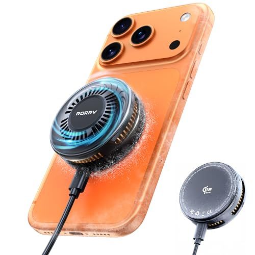 RORRY MagSafe充電器【効果的に冷却 Qi2.2公式認証 25Ｗ 】スマホクーラー ワイヤレス充電器 ペルチェ素子 高回転冷却ファン スマホ熱対策 スマホ冷却 静音 マグセーフ充電器 Qi2 マグネット式 置くだけ充電 For iP a5ba2b53