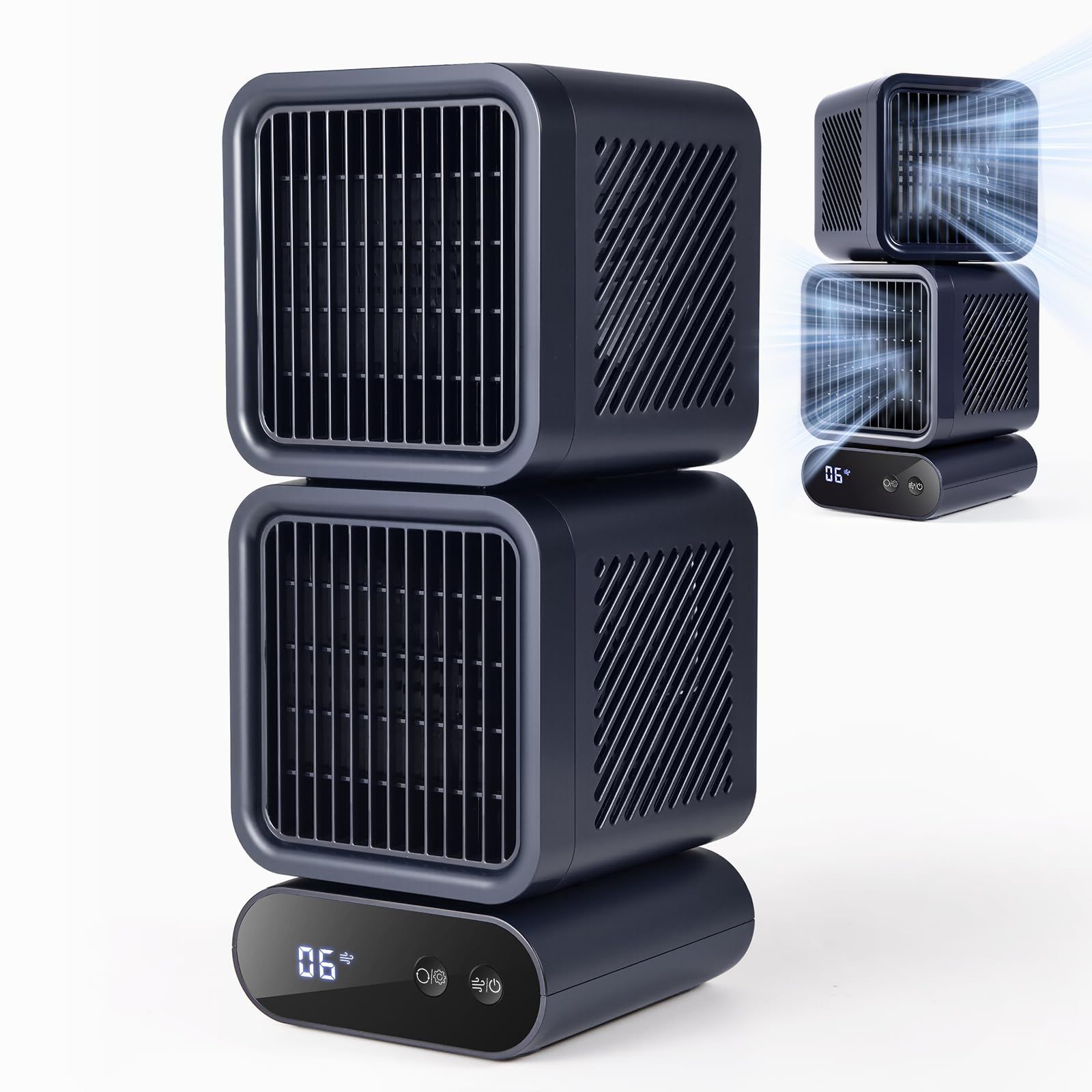 ツインファン 卓上扇風機 静音 充電式 ポータブル扇風機 4000mAh 大容量バッテリー 6段階風量調節 自動首振り デュアルファン独立制御強風 USB 給電 家庭・オフィス・寝室用 小型扇風機 12インチ卓上冷風機as e897ef6c