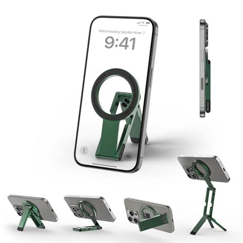 Ulanzi MA60 スマホ三脚 ミニ三脚 magsafeに対応 自撮り棒 スマホスタンド ミニ携帯スタンド 携帯リング スマホグリップ 薄型軽量 多機能角度調整可能 横置き/縦置き 折りたたみ式 両面マグネット式 アルミ製 持ち運び便利 a90d6796