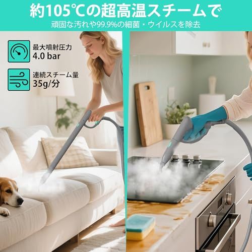 ☆新品☆HAUSHOF スチームクリーナー スチーム掃除機 【2025新型・高温105℃】 大容量1.5L ボイラー式 20点アクセサリー付属 化学薬品不要 多目的スチーム洗浄機 床/キッチン/浴室/カーペット/車内掃除 除菌 油汚れ除去 年 46d55521