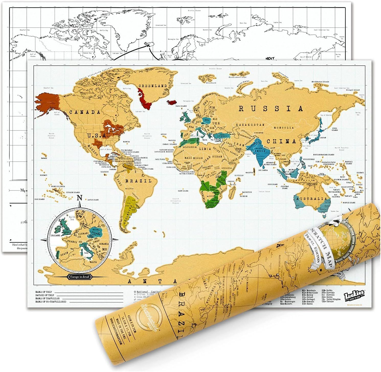 新品 スクラッチマップ、トラベルエディション　Scratch Map Travel Edition