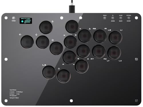 アケコン レバーレス コントローラー「16ボタン?RP2040搭載?全機種対応?手軽に昇龍発動」ps4コントローラー 格闘ゲーム パッド 0遅延 極薄 195*295mm 膝置き ワイドパネル 15mm静音大按? OLEDディスプレイ RGB 93c2532b