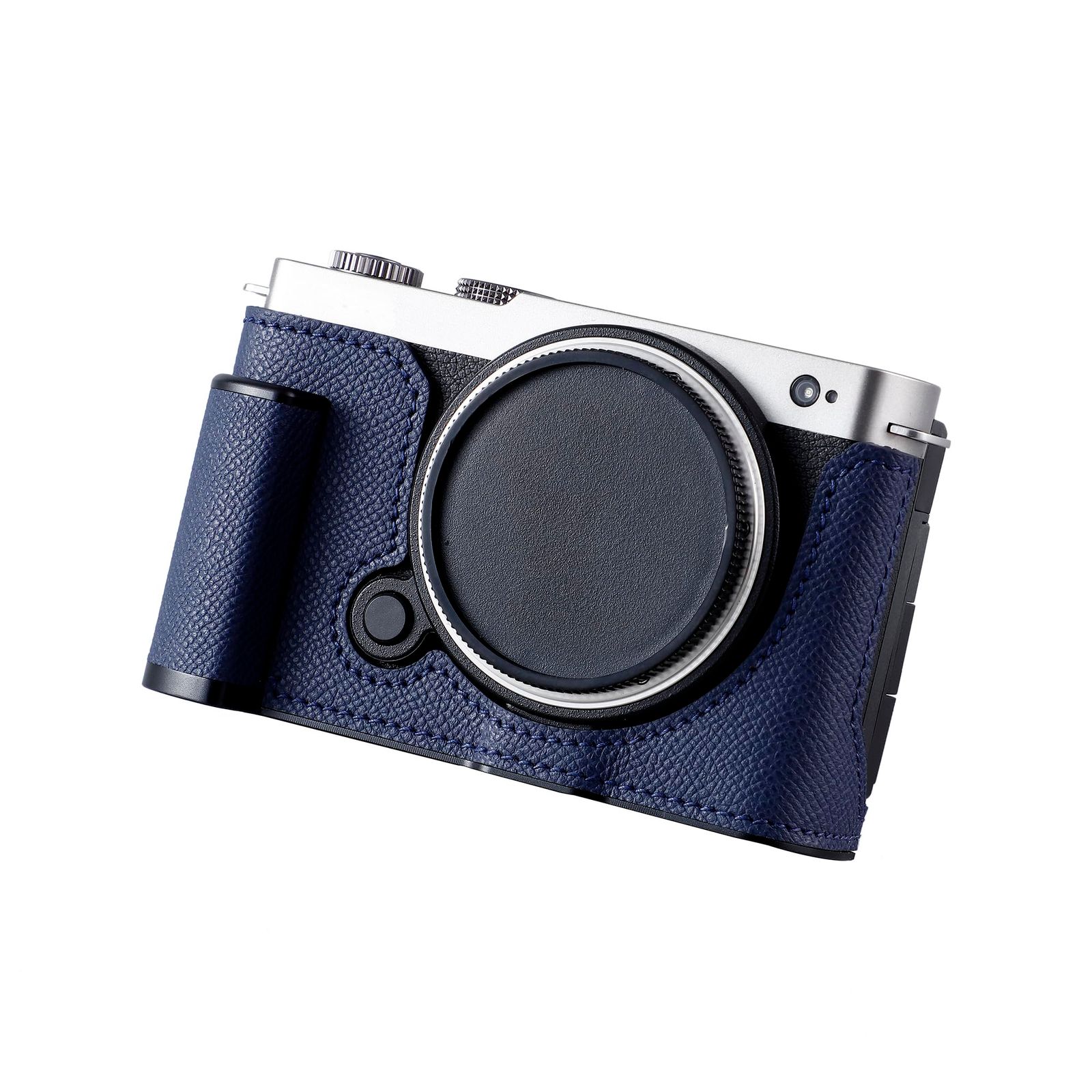 新品 SIUTATDSH カメラハーフケース Panasonic Lumix S9用、ビンテージメタル本革インスタントカメラ保護ケース Panasonic Lumix DC-S9用ケース スタイリッシュ ポータブル 耐衝撃 (ブルー L)
