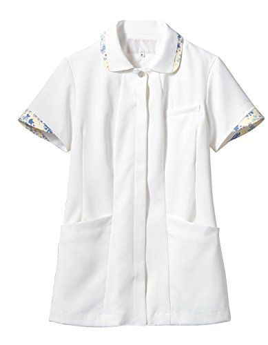 新品 [Laura Ashley] (ローラ アシュレイ) (ローラアシュレイ) ナースジャケット半袖【制菌/帯電防止/防汚/透け防止/吸水】 医療白衣LW803-13 LW803-13 オフホワイト/アメリ ブルー L