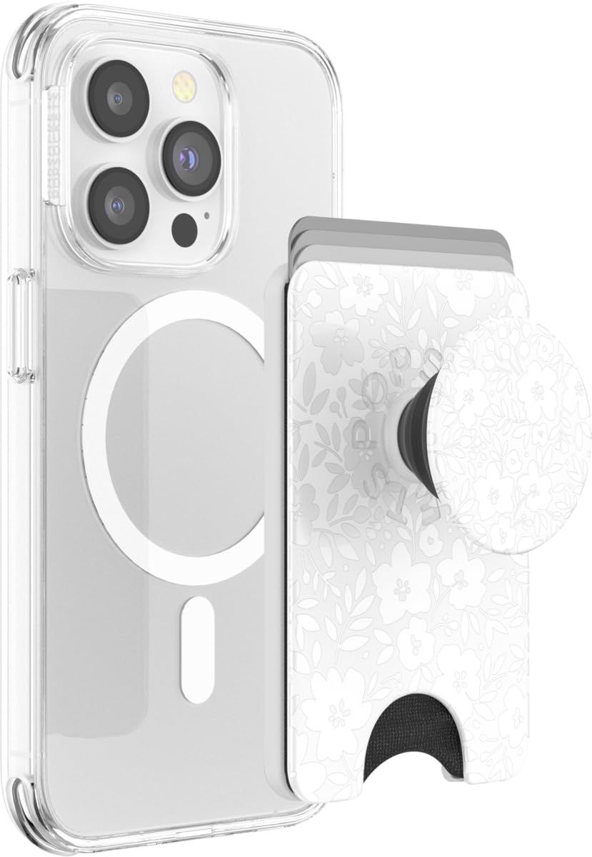 新品 PopSockets Japan - ポップソケッツ ジャパン PopWallet+ MagSafe Blanc Fresh アダプターリング付き 白いお花畑 MagSafe ポップウォレット+スマホグリップ&ウォレット スタンド付きカードケース
