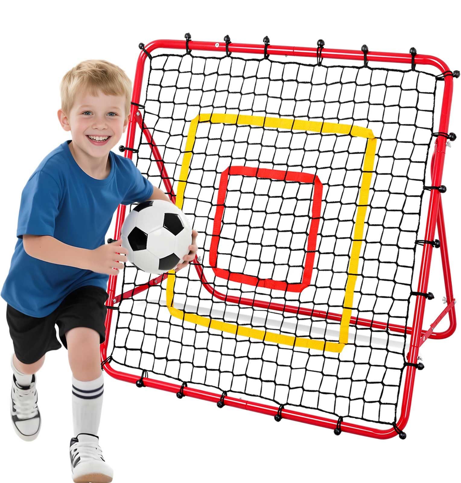 新品 サッカー練習 ネット リバウンドネット 室内外兼用 リバウンダー サッカー フットサル 野球 ネット トレーニング ソフトボール ラクロス バドミントン ハンドボール 練習用具 自主練習 「完全折り畳み」子供ギフト ボイス誕生日プレゼント レッド