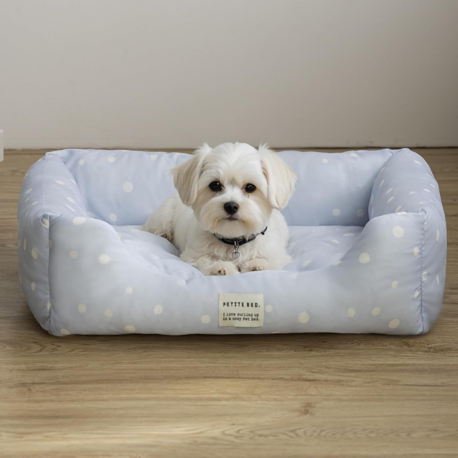 洗える 犬用 冷感スクエアーベッド ペットベッド [ リバーシブル仕様の座面クッション ] ひんやり 冷感 犬ベッド 猫ベッド （Mサイズ、水玉柄ブルー）as 76dcdf1c