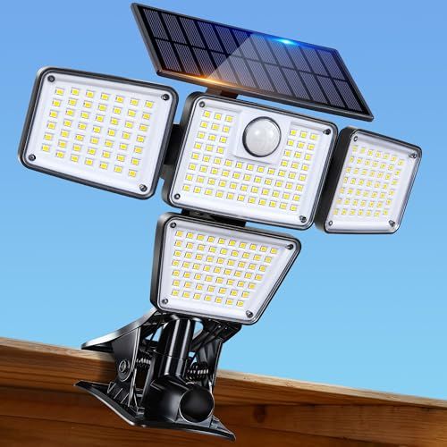 ソーラーライト 屋外 IP65防水 人感センサー 超高輝度【1500LM・223LED・4面発光】垂直と水平 クリップ式センサーライト 屋外 ソーラー 人感 3つ知能モード 防犯 自動点灯/消灯 ガーデン/壁掛け/庭先/玄関/駐車場/停電時適 44ad2c78