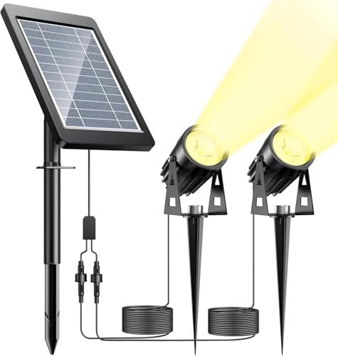 NFESOLAR【パネル分離型】ソーラーライト 屋外 防水 IP65 大容量バッテリー 光センサー付き 2灯 電球色 自動点灯 10m配線 防犯 庭 玄関 駐車場 ステップライト 壁付け/埋め込み両用 270°調整可能as 8b8f0ee1