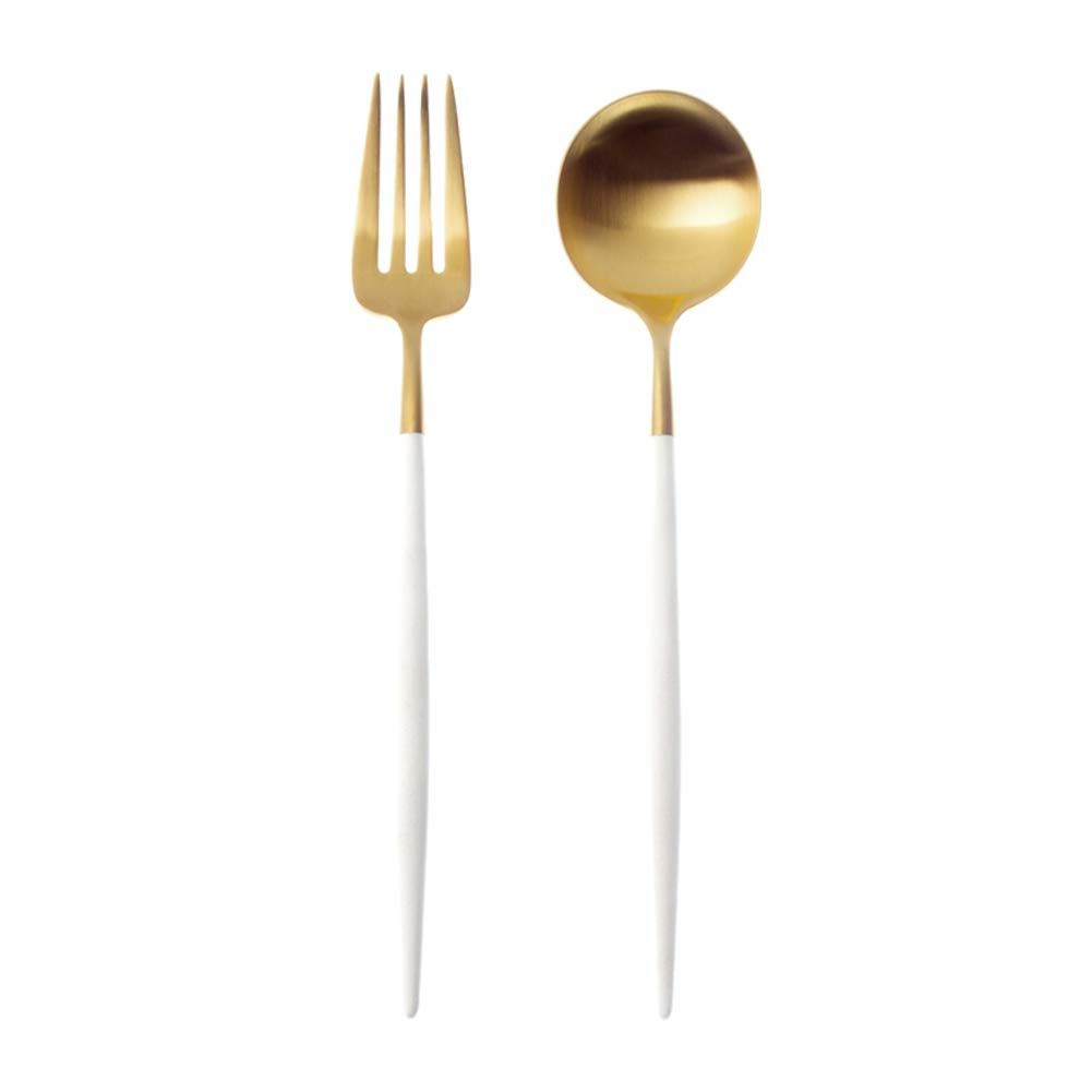 新品 クチポール(Cutipol) GOA ホワイト/マットゴールド デザート フォーク スプーン セット
