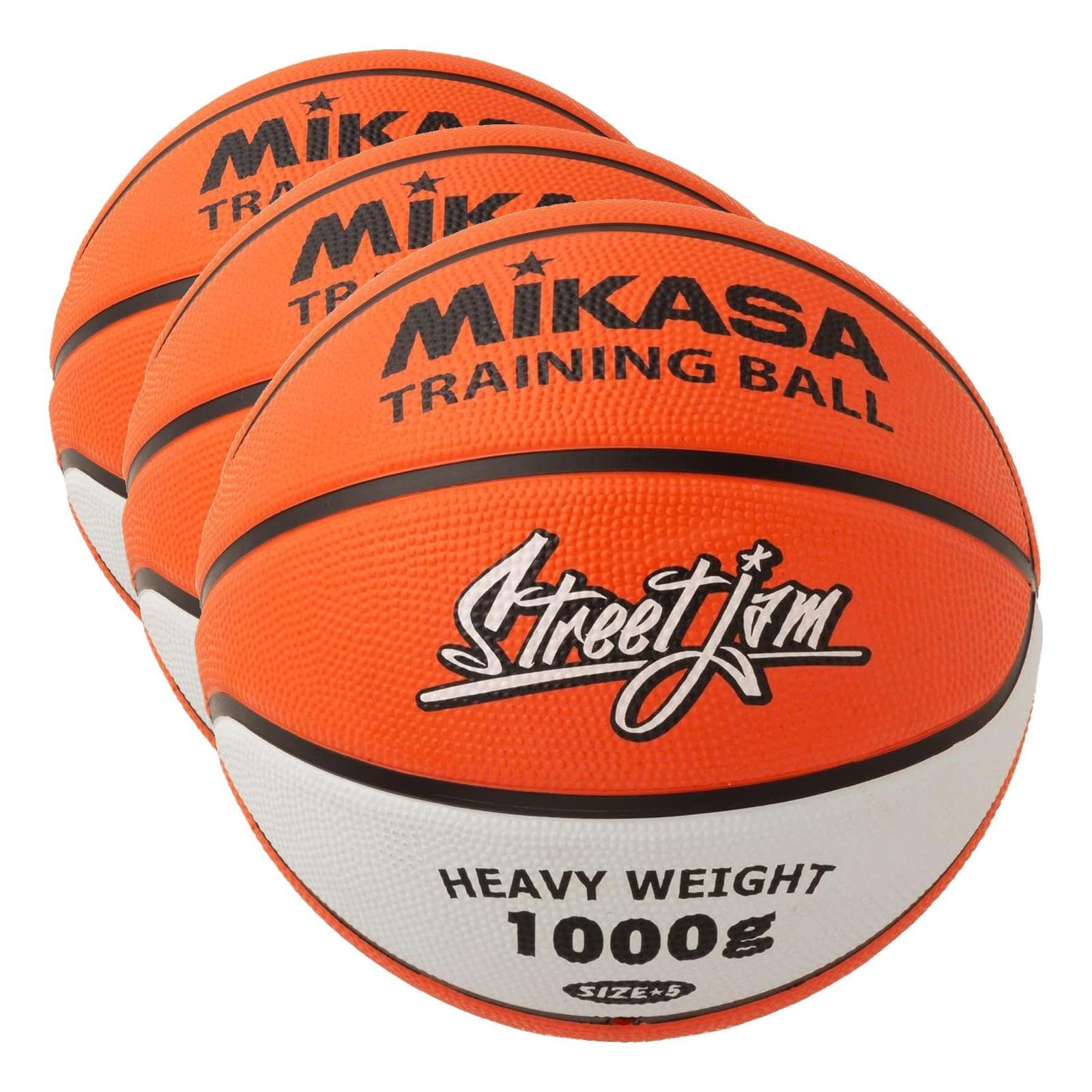 新品 ミカサ(MIKASA) バスケットボール トレーニングボール 5号 (男子用・女子用・小学生) ゴム オレンジ/白 B5JMTR-O 推奨内圧0.42~0.56(kgf/?) (× 3)