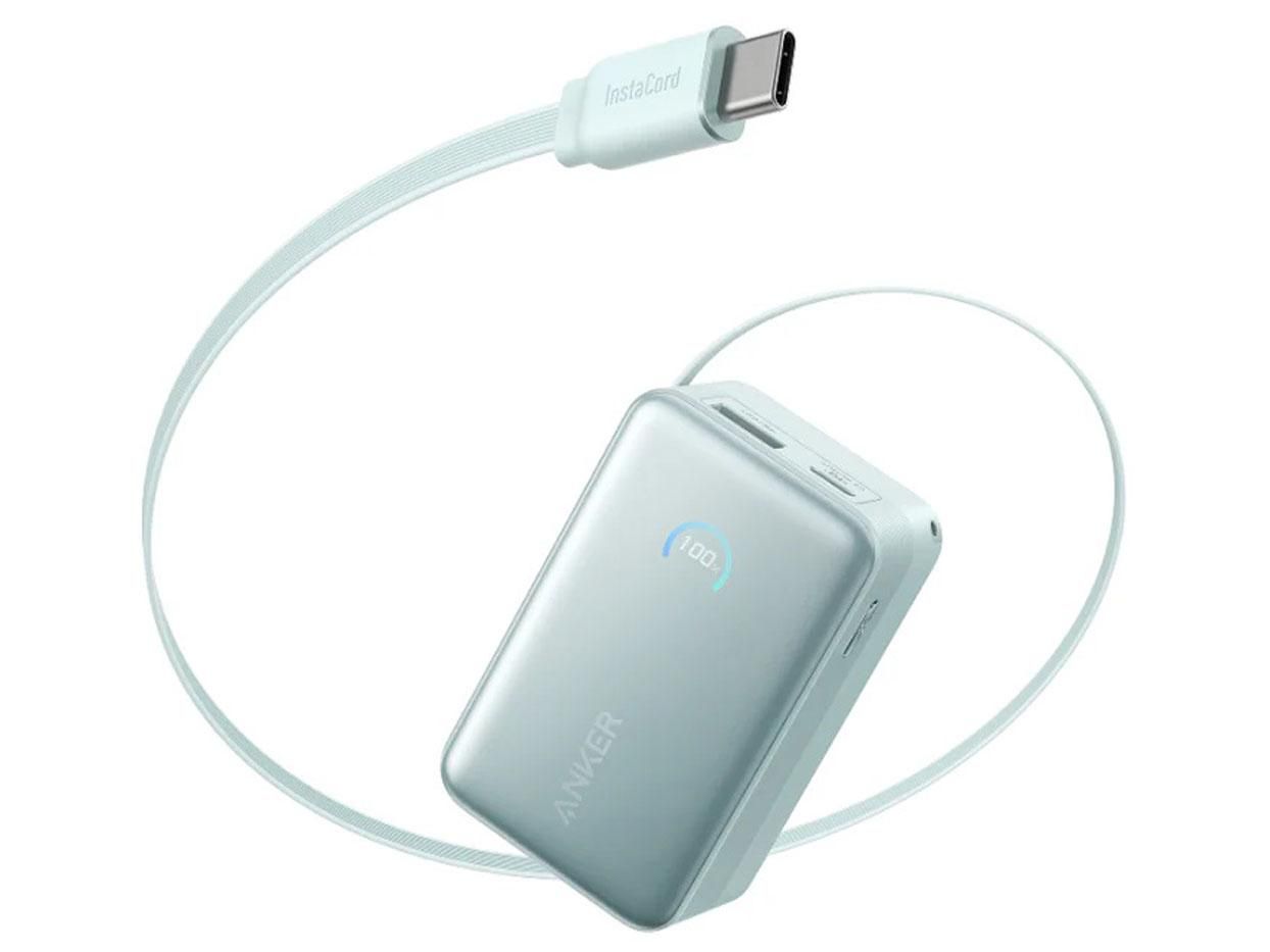 【新品・3営業日で発送】ANKER アンカー Anker Nano Power Bank (10000mAh 45W 巻取り式 USB-Cケーブル) ミントブルー