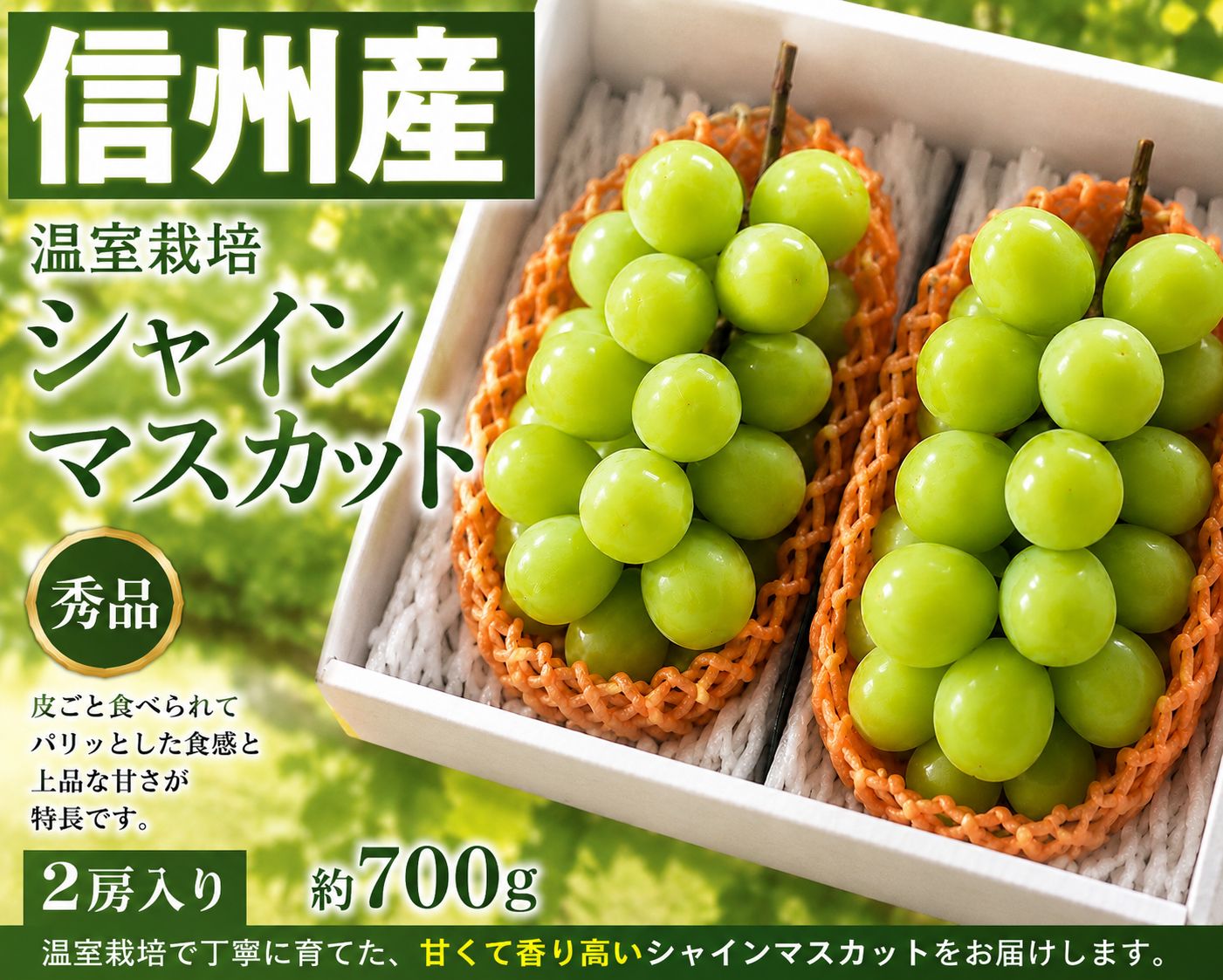 信州産【秀品】シャインマスカット2房入