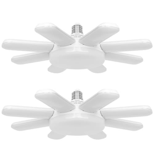 Laiqianleガレージライト 180W LED ペンダントライト 9灯式 昼白色 6500K 角度調節可能 折りたたみ 省エネ 作業灯 取付簡単 工事不要 車庫 倉庫 納戸 工事用 高輝度(2個パック) 国内発送 c5a96878